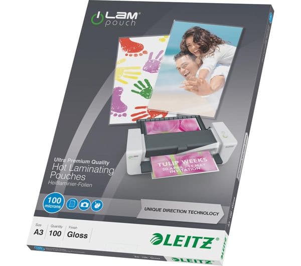 LEITZ iLAM 74870000 100 Micron A3 Laminating Pouches - Pack of 100 - Image 2