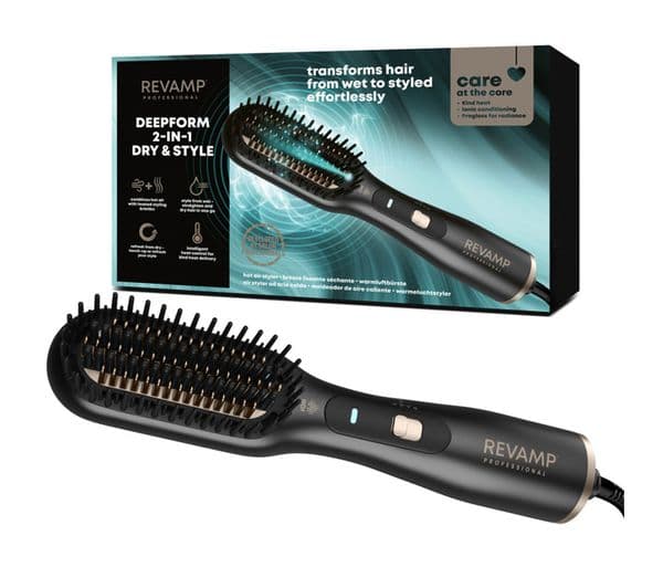 REVAMP DeepForm 2-in-1 Dry & Style Hot Air Styler - Black - Image 1