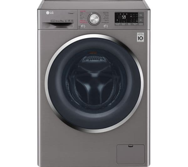 LG F4J7VY2S Smart 9 kg 1400 Spin Washing Machine - Shine Steel - Image 1