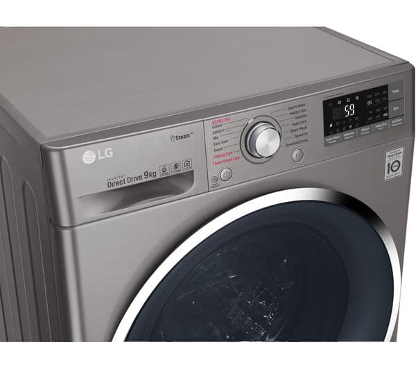 LG F4J7VY2S Smart 9 kg 1400 Spin Washing Machine - Shine Steel - Image 2