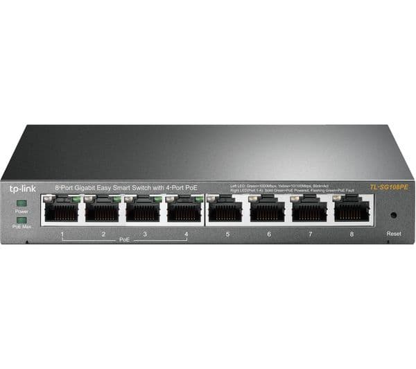 TP-Link TL-SG108PE Network Switch Gun Metal Grey - Image 1