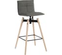 TEKNIK Spin 6977GREY Fabric & Metal Bar Stool Chair - Grey & Light Wood thumbnail 1