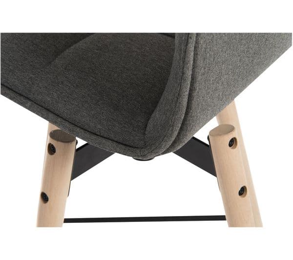 TEKNIK Spin 6977GREY Fabric & Metal Bar Stool Chair - Grey & Light Wood - Image 3