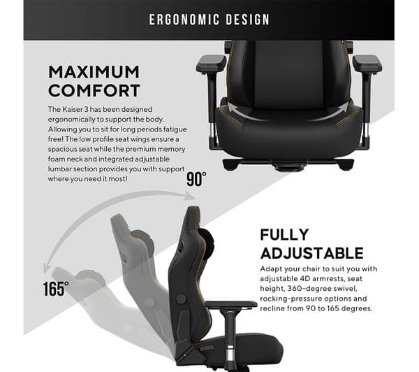 ANDASEAT Kaiser 3 Series Premium Gaming Chair - Elegant Black - Image 4