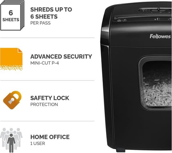 FELLOWES Powershred 6M Micro Cut Paper Shredder - Image 4