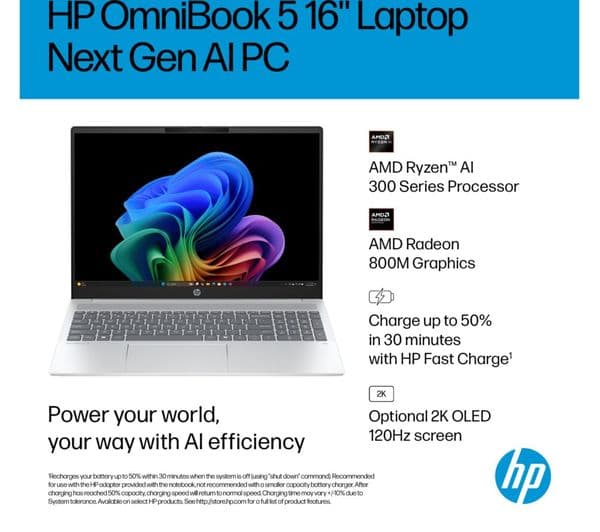 HP OmniBook 5 NGAI 16 AMD Ryzen AI 7 16GB 512GB Glacier Silver - Image 4