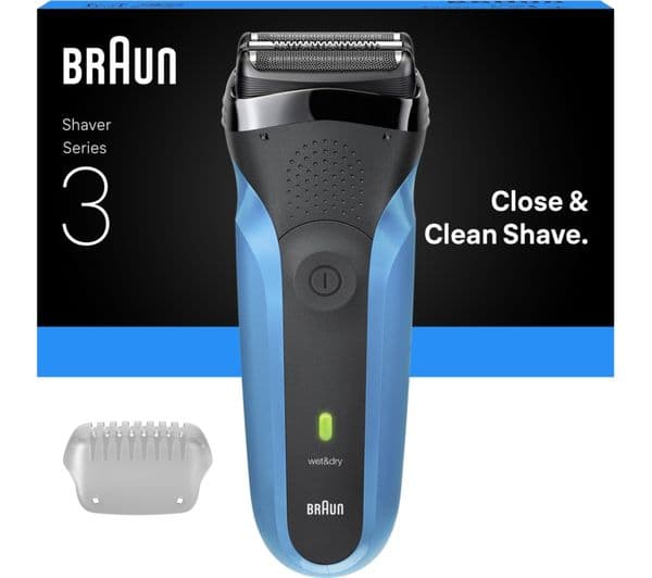 BRAUN Series 3 310s Electric Wet & Dry Shaver - Black & Blue - Image 1