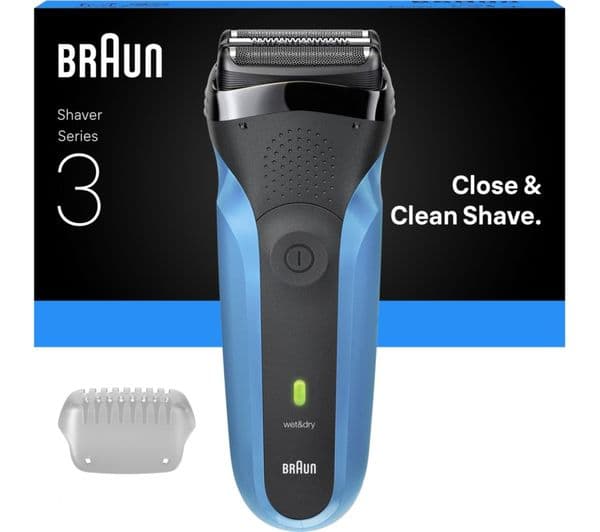 BRAUN Series 3 310s Electric Wet & Dry Shaver - Black & Blue - Image 2