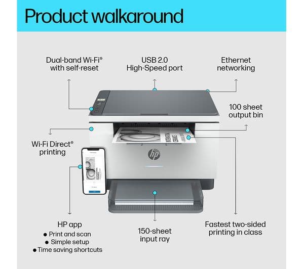 HP LaserJet M234DW Monochrome All-in-One Wireless Laser Printer - Image 4