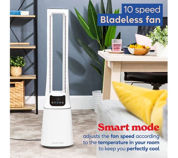 RUSSELL HOBBS RHBLDL12 Bladeless Tower Fan - White - Image 2