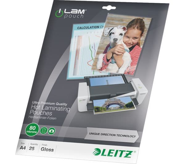 LEITZ iLAM 74790000 80 Micron A4 Laminating Pouches - 25 Pack - Image 1