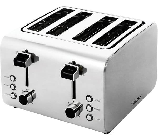 IGENIX IG3204 4-Slice Toaster - Stainless Steel