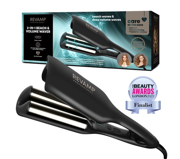 REVAMP 2-in-1 Beach & Volume Professional Ceramic Waver - Black thumbnail 1