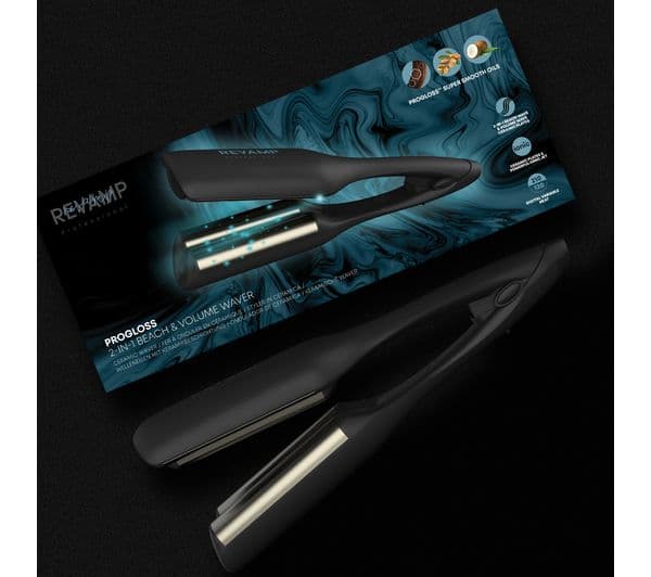 REVAMP 2-in-1 Beach & Volume Professional Ceramic Waver - Black - Image 7