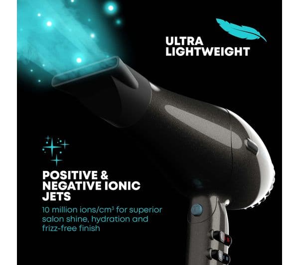 REVAMP Progloss Featherlite Ultra X Shine Hair Dryer - Black - Image 3