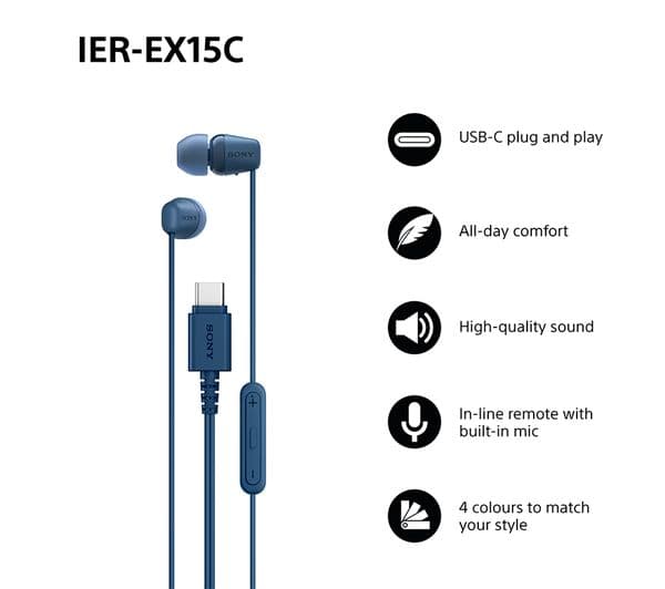 Sony IER-EX15C Earbuds Blue - Image 2