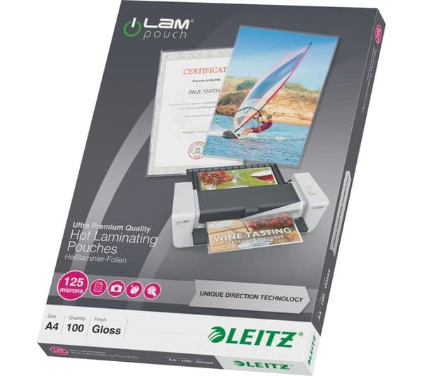 LEITZ iLAM 74810000 125 Micron A4 Laminating Pouches - Pack of 100 - Image 1
