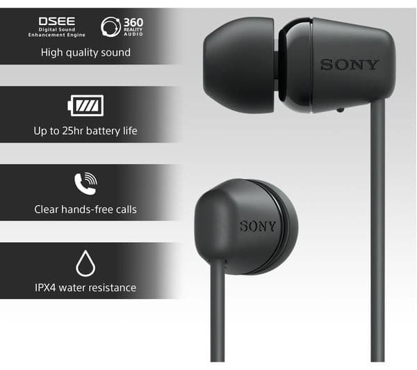 Sony WI-C100 Earbuds Black - Image 4
