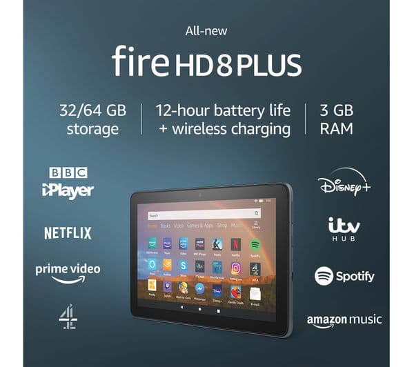 AMAZON Fire HD 8 Plus Tablet (2020) - 64 GB, Black - Image 3