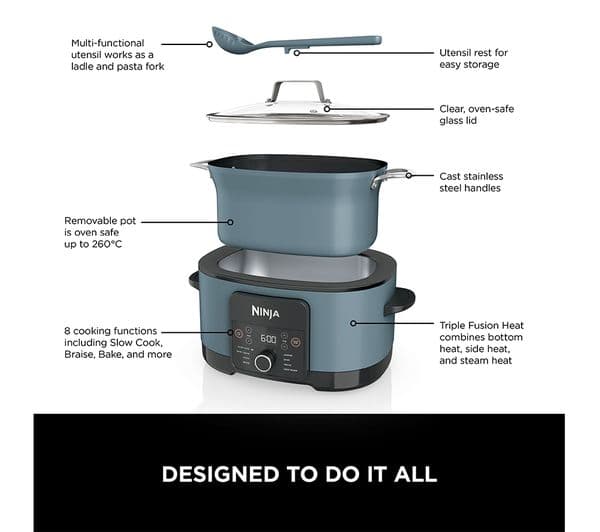 Ninja Foodi PossibleCooker MC1001UK 8-in-1 Slow Cooker - Sea Salt Grey - Image 5