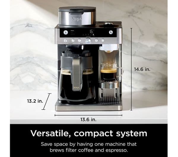 Ninja Prestige DualBrew System CFN802UK Pod & Filter Coffee Machine - Stainless Steel & Black - Image 8