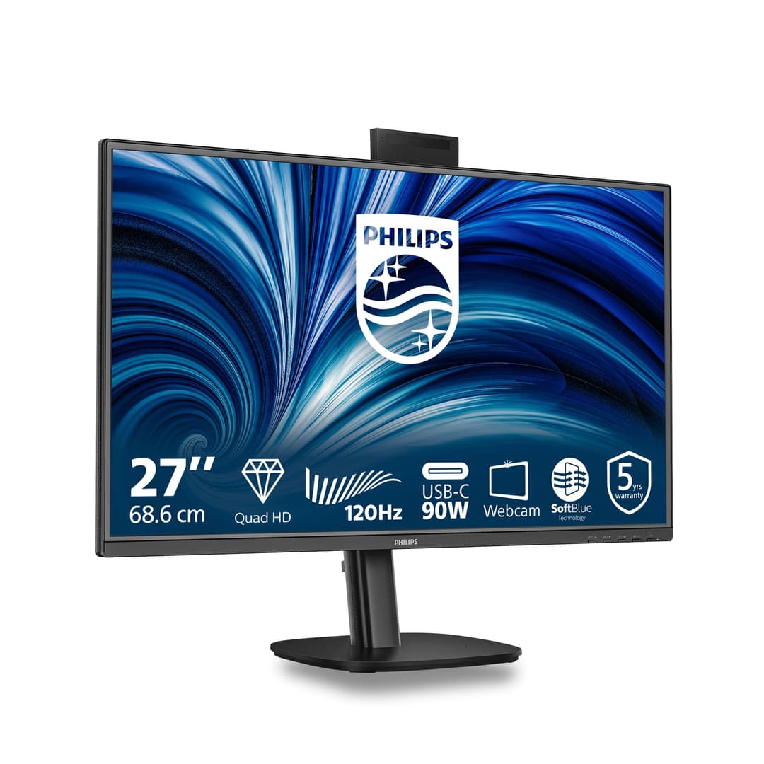Philips 3000 series 27B2U3601H/00 computer monitor 68.6 cm (27") 2560 x 1440 pixels Quad HD IPS LCD 120 Hz USB-C 90W Docking Webcam Black - Image 2