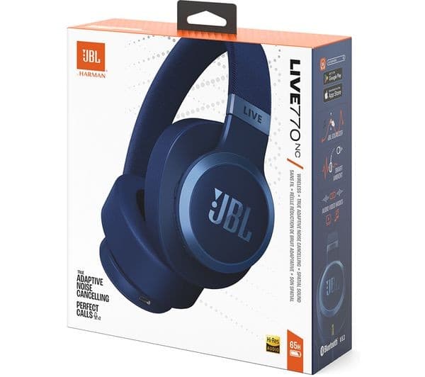 JBL Live 770NC Wireless Over-Ear Noise Cancelling Headphones - Blue - Image 3