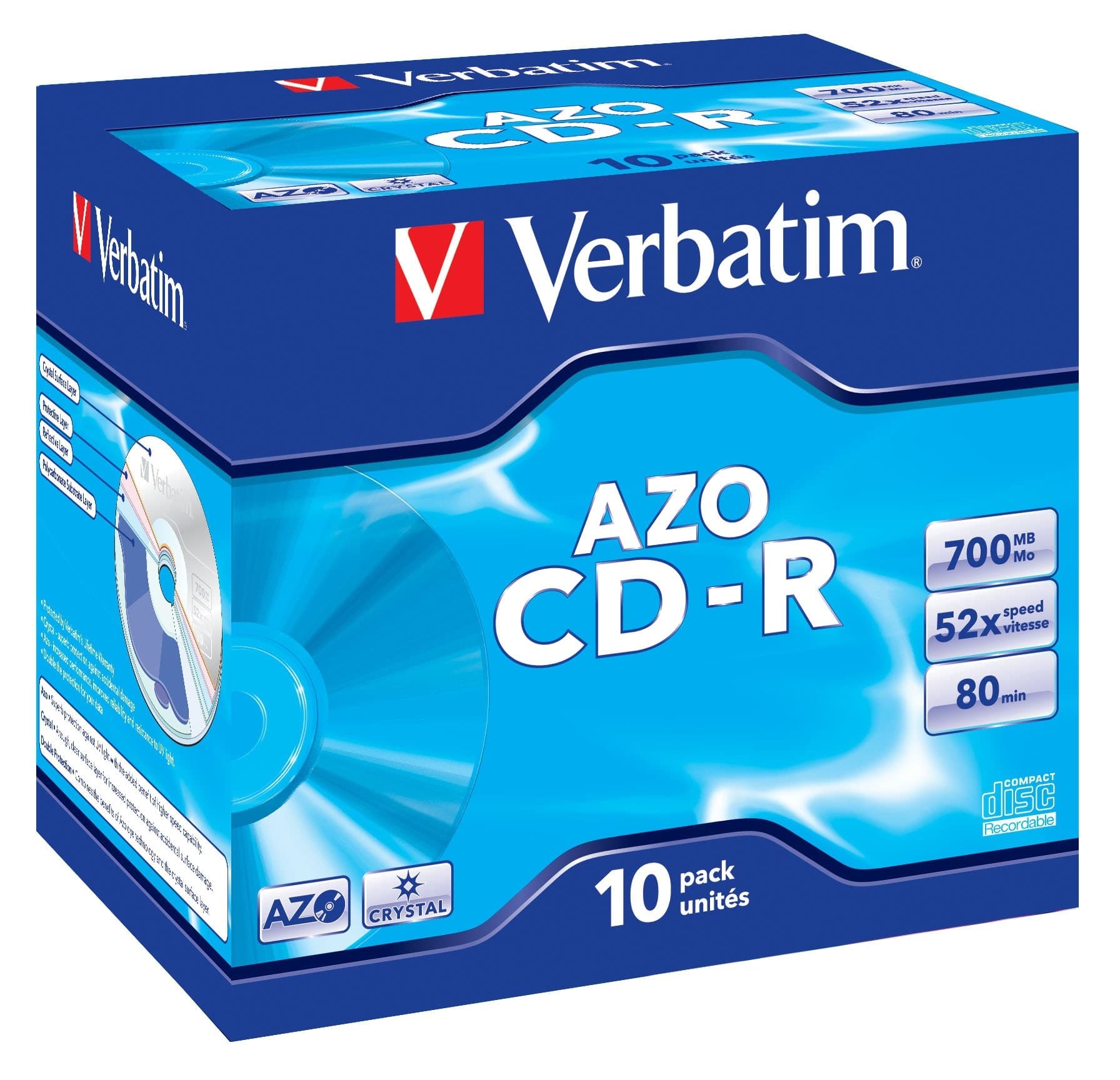 Verbatim 43327 CD-R AZO Crystal 700 MB 52x 10 pc(s) Jewel Case