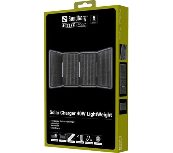 SANDBERG Solar Charger 40W Lightweight 4-Panel Foldable - Black - Image 2