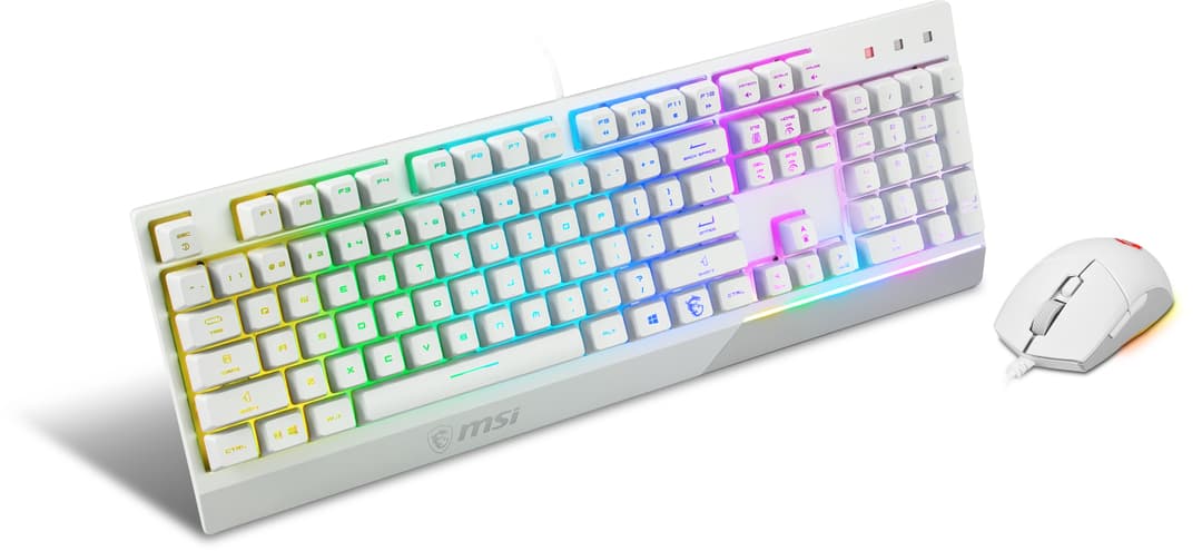 MSI VIGOR GK30 COMBO WHITE UK RGB MEMchanical Gaming Keyboard + Clutch GM11 WHITE Gaming Mouse ' UK Layout, 6-Zone RGB Lighting Keyboard, Dual-Zone RGB Lighting Mouse, 5000 DPI Optical Sensor, Center' - Image 2