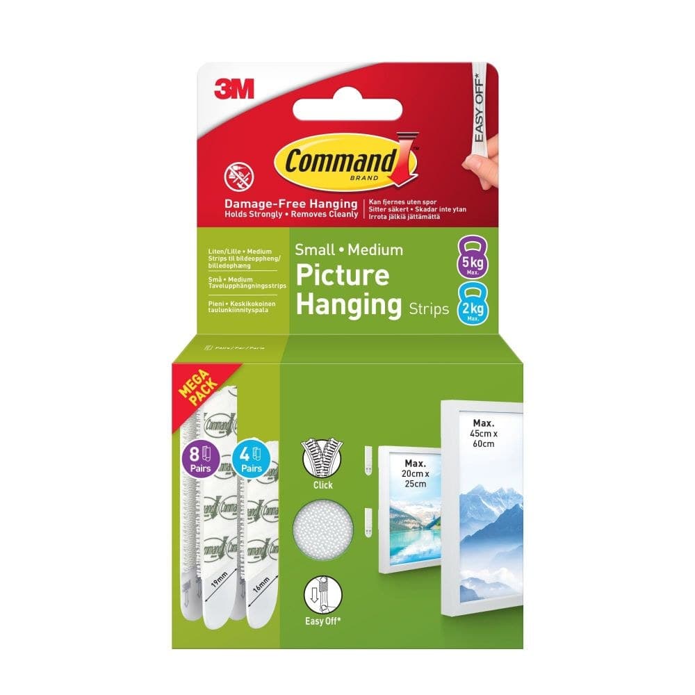 Command Picture Strips 4 Pairs Small + 8 Pairs Med 24 Strips - Image 1