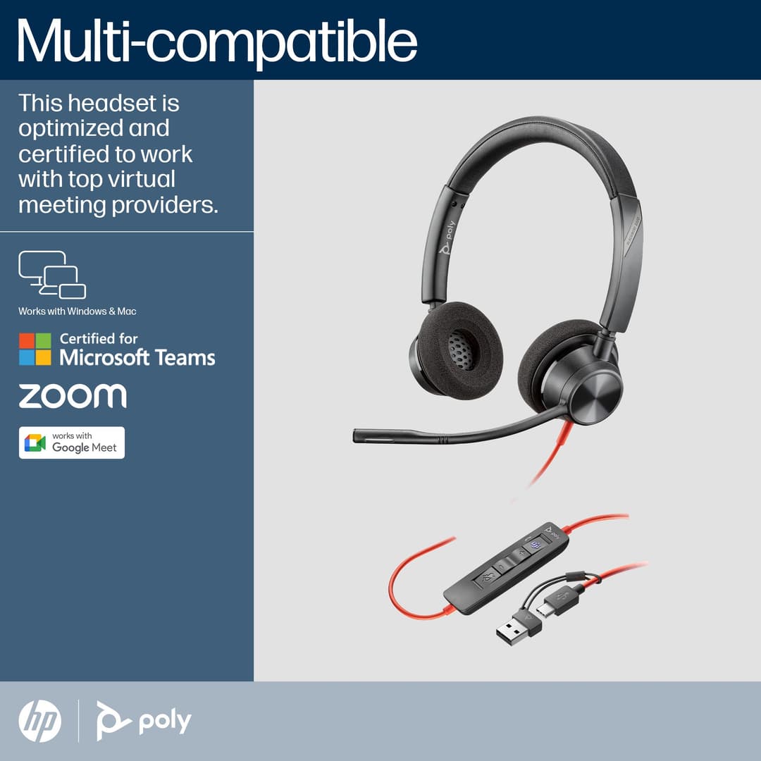 Poly Blackwire 3320 Stereo Microsoft Teams Certified USB-C Headset - Image 4