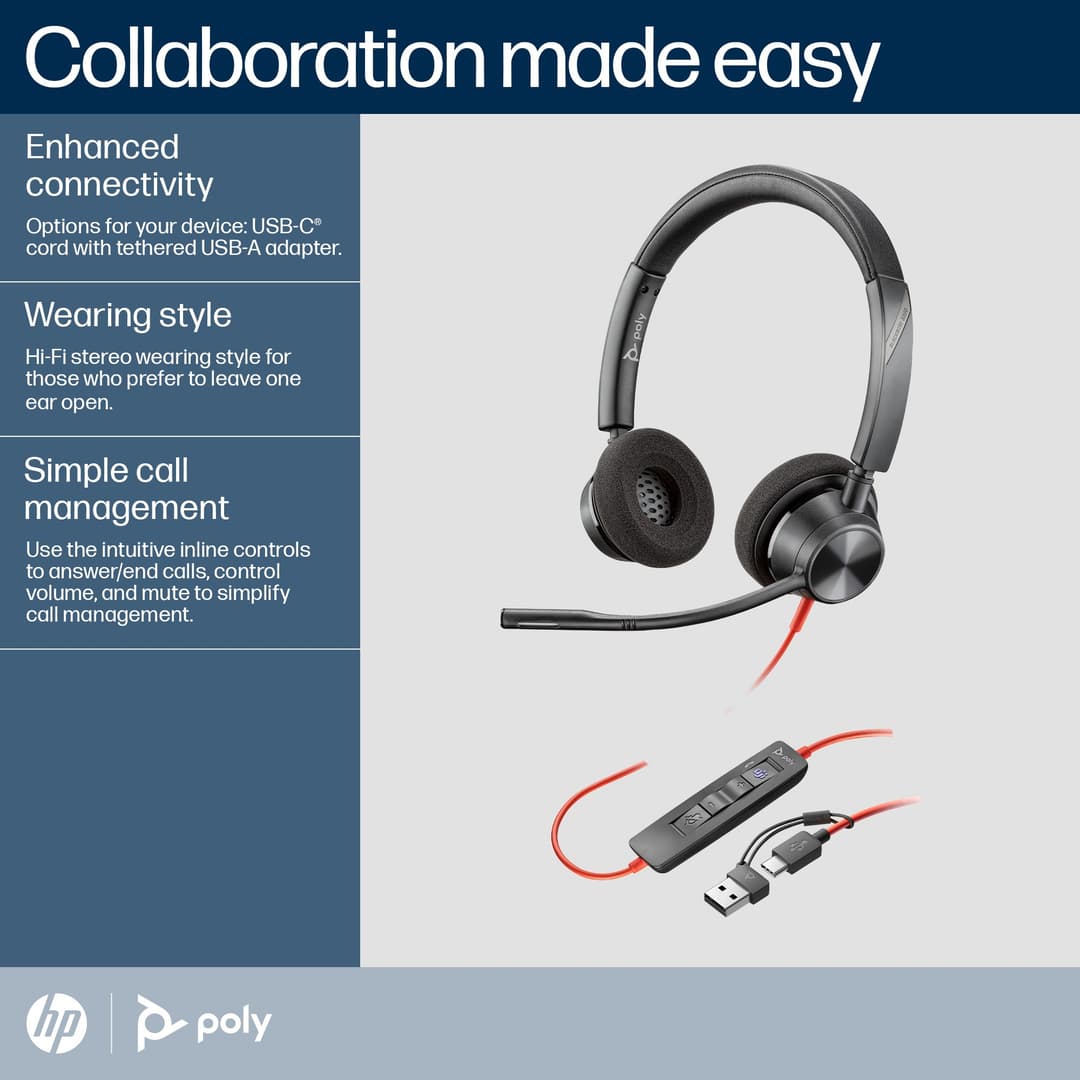 Poly Blackwire 3320 Stereo Microsoft Teams Certified USB-C Headset - Image 6