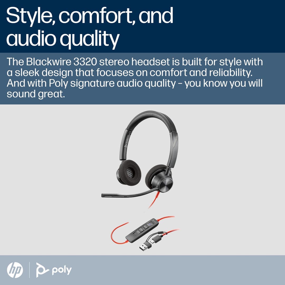 Poly Blackwire 3320 Stereo Microsoft Teams Certified USB-C Headset - Image 8