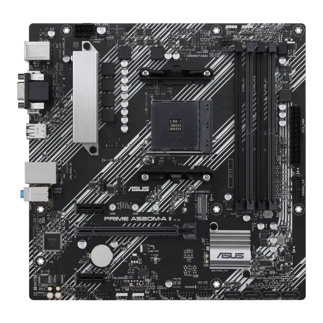 ASUS Prime A520M-A II/CSM AMD A520 Socket AM4 Micro-ATX Motherboard - Image 2