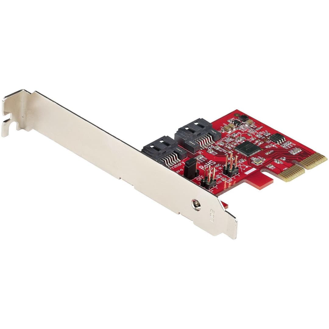 StarTech.com SATA PCIe Card - 2 Port PCIe SATA Expansion Card - 6Gbps - Full/Low Profile - PCI Express to SATA Adapter/Controller - ASM1062R SATA RAID (2P6GR-PCIE-SATA-CARD) - Image 1