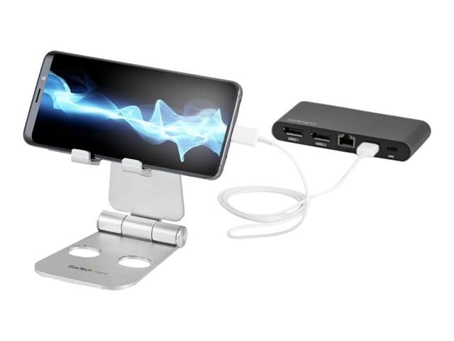 StarTech.com Phone and Tablet Stand, Foldable Universal Mobile Device Holder for Smartphones & Tablets Adjustable Multi-Angle Ergonomic Cell Phone Stand for Desk Portable, 4in to 13in - Foldable Phone Holder (USPTLSTND) - desktop stand for mobile phone, t - Image 4