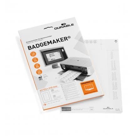 Durable BADGEMAKER Printable Table Place Name Inserts - A4 micro-perforated - 20 pcs. - 61 x 210 mm - 150 g/m2 - Image 1