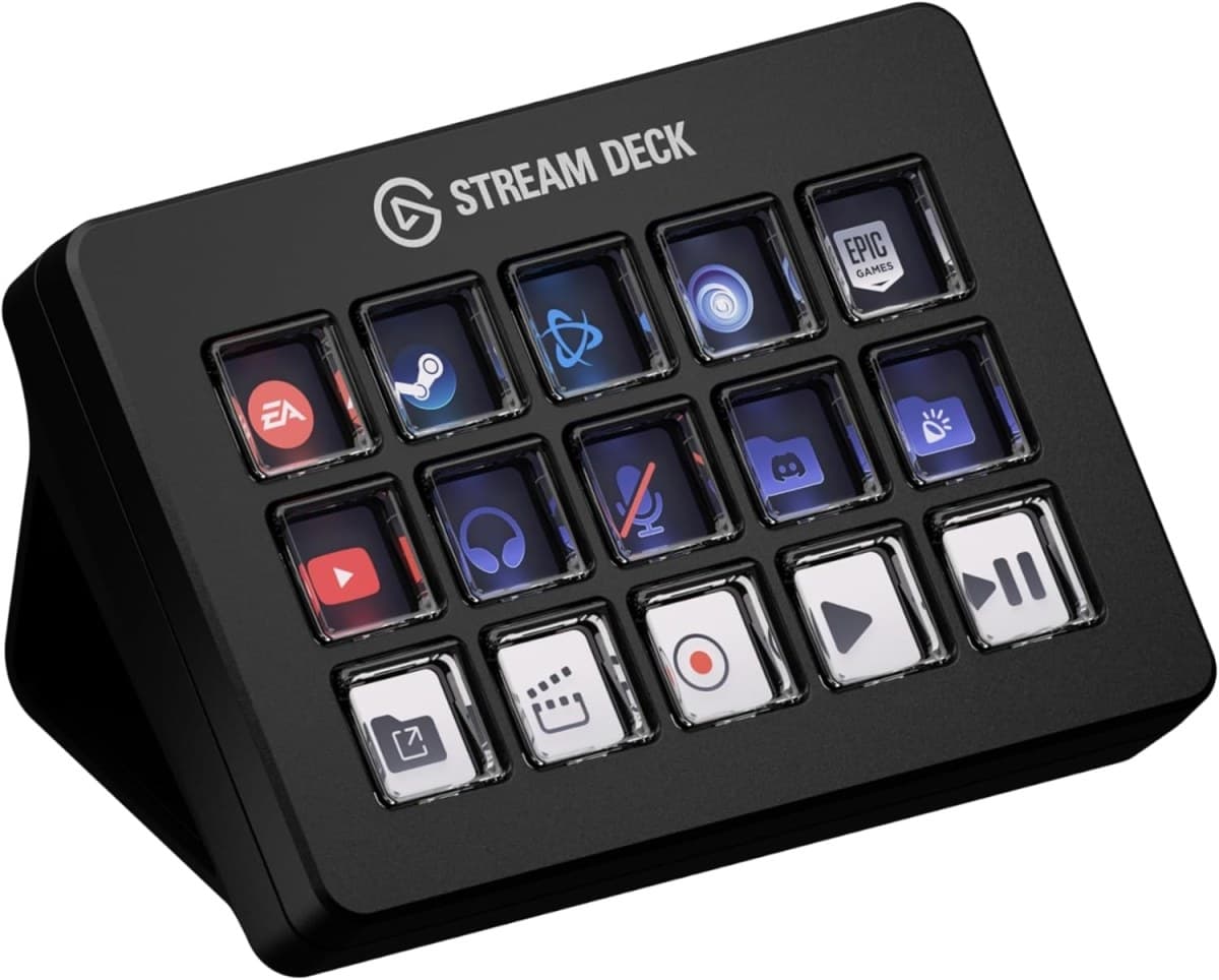 10GBL9901 Elgato Stream Deck Scissor Keys - Workflow Controller with Macro Keys for OBS, Twitch - Black
