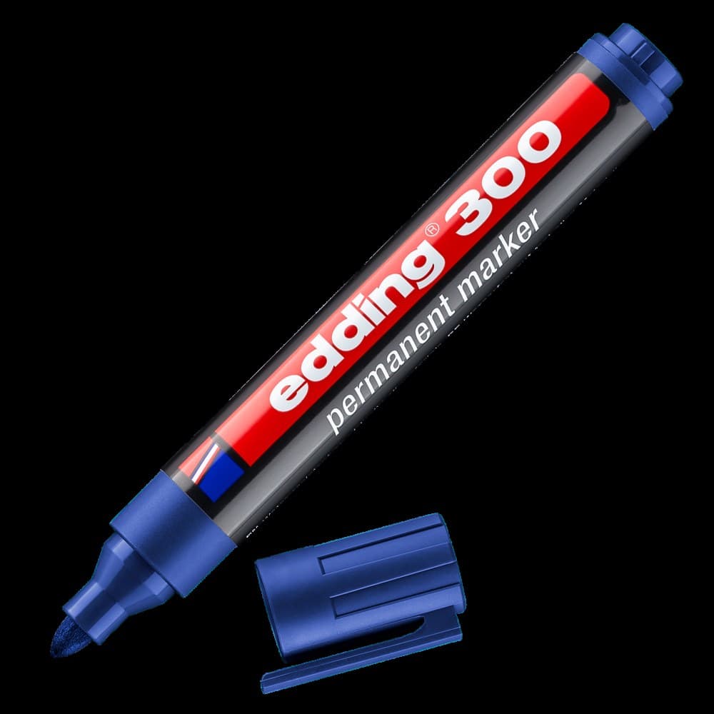 edding 300 Permanent Marker A8 Bullet Blue Box of 10 - Image 1