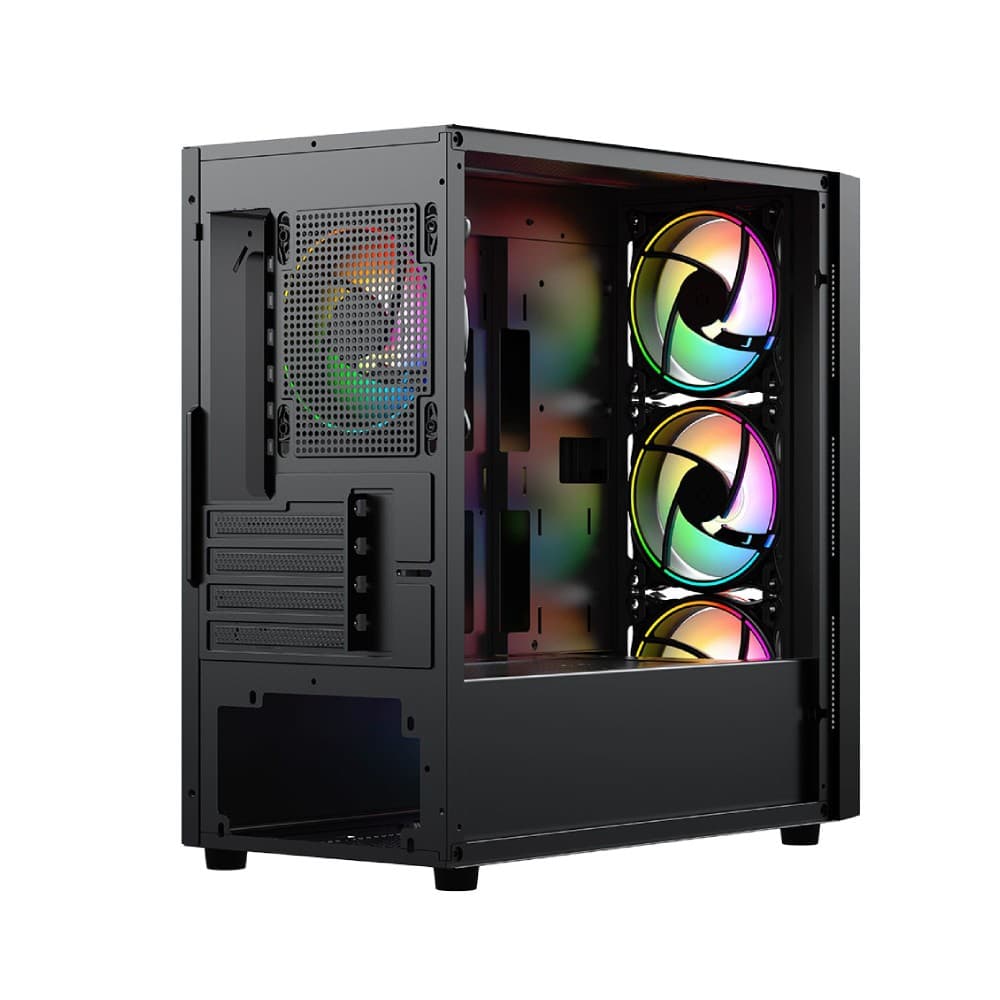 Vida Lucid Micro-ATX Tower ARGB Tempered Glass Gaming PC Case - Black - Image 6