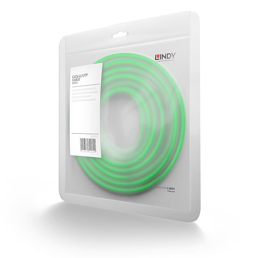 Lindy 0.5m Cat.6 U/UTP Ethernet Cable, Green - Image 2