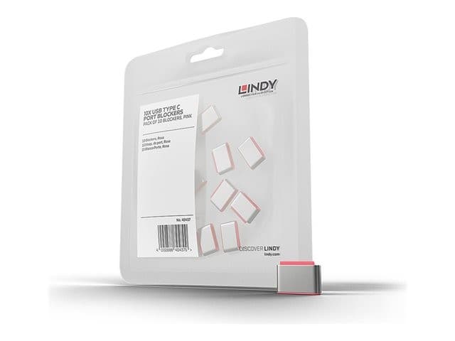 Lindy USB-C Port Blocker Extra Lock Pack, Pink (10x Locks, No Key)