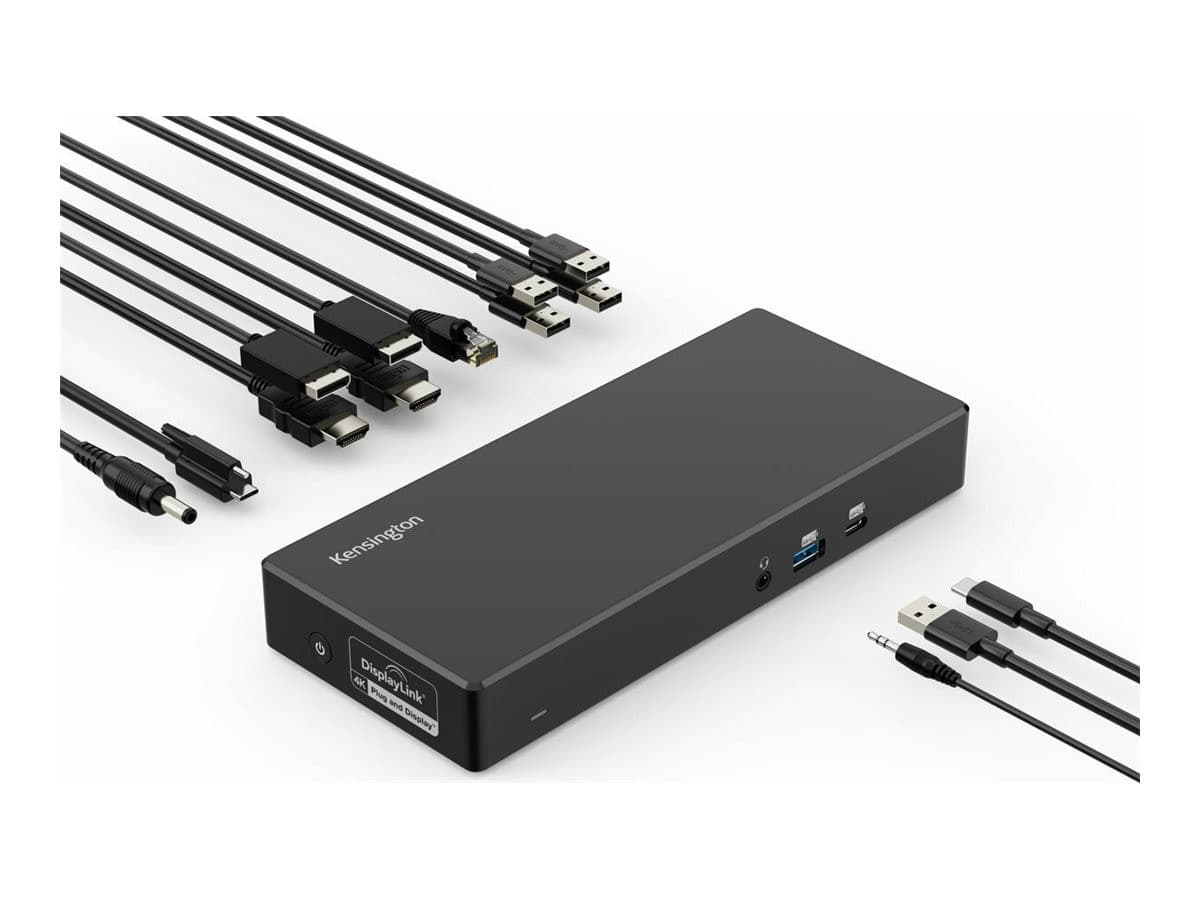 Kensington SD4781P 12-Port USB-C & USB-A Dual 4K Docking Station 2x HDMI 2x DP++ 100W PD Black