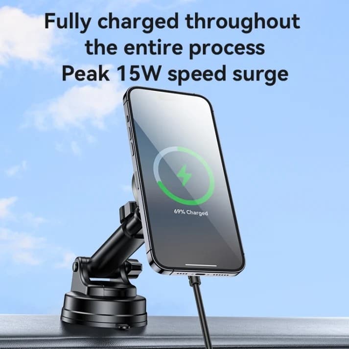 Yesido C315 15W Suction Cup Car Wireless Charging Holder with RGB Lighting - Black - Image 2