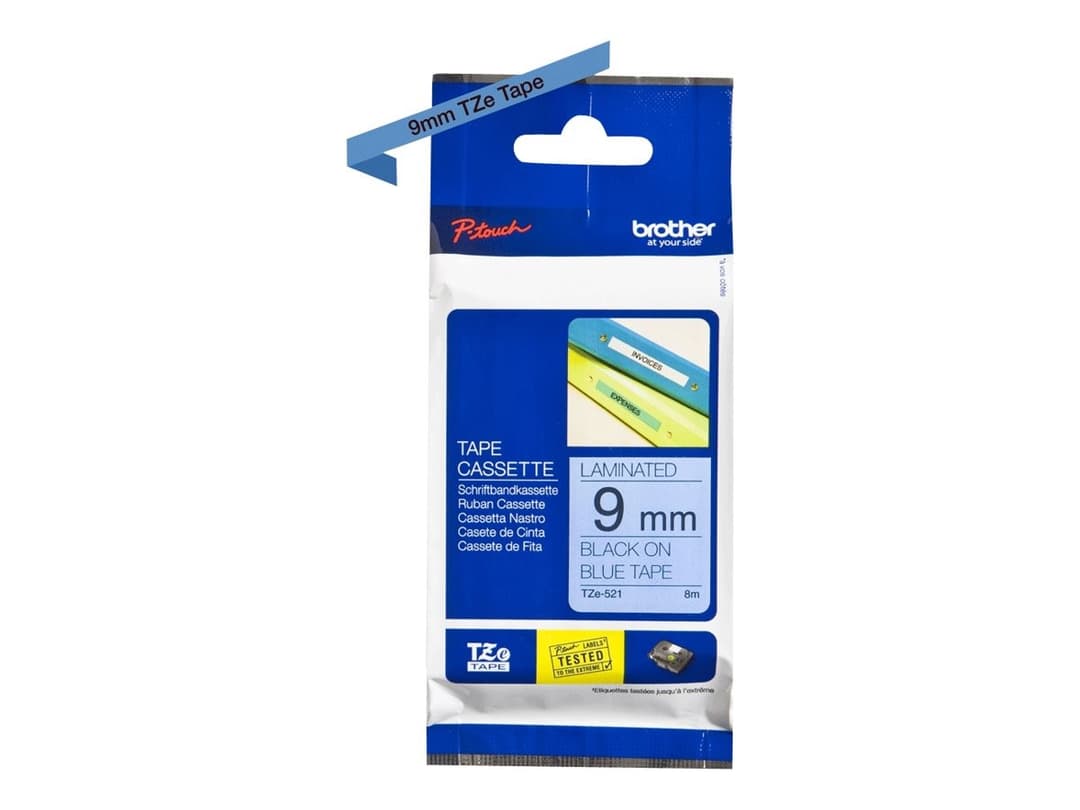 Brother TZe-521 - laminated tape - 1 cassette(s) - Roll (0.9 cm x 8 m) - Image 1