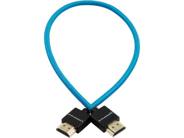 Kondor Blue 14' Thin HDMI to HDMI Braided Male Cable for on Camera Monitor, Blue