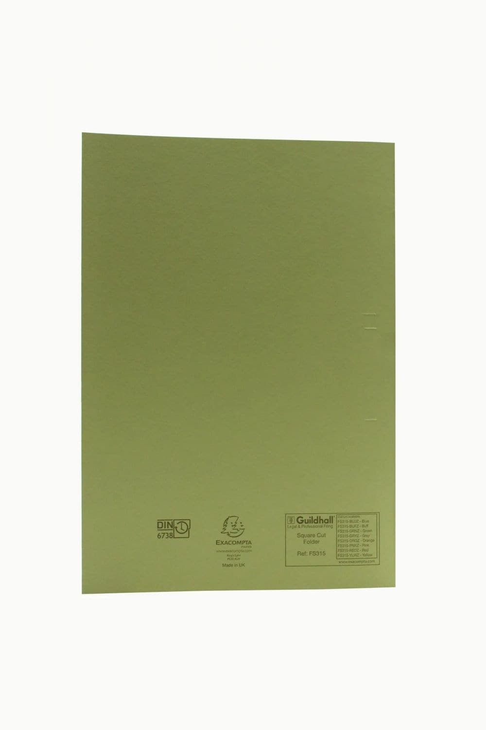 Exacompta Guildhall Square Cut Folder Foolscap Green Pack of 100 - Image 1