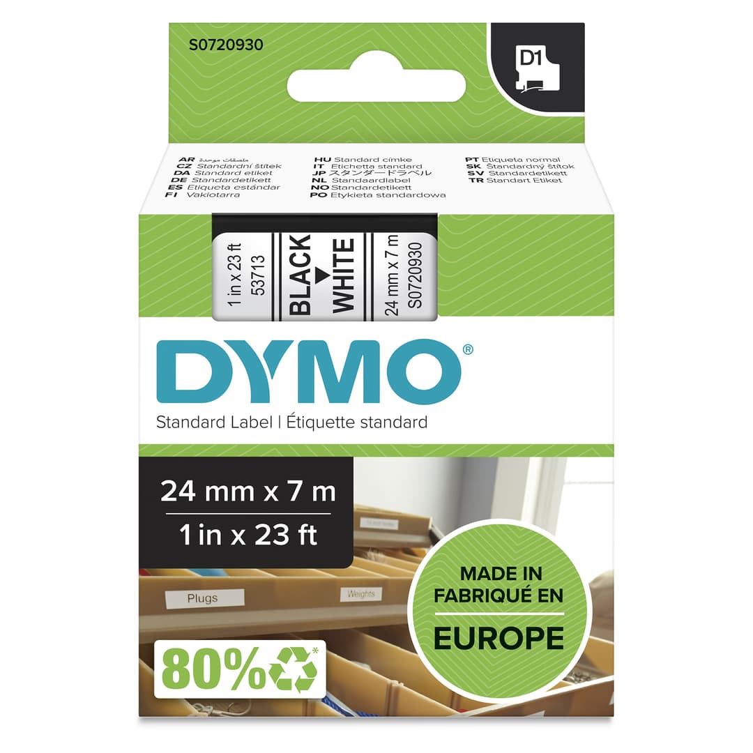 DYMO Authentic D1 Labels | Black Print on White | 24mm x 7m | Self-Adhesive Labels for LabelManager Label Printers - Image 1