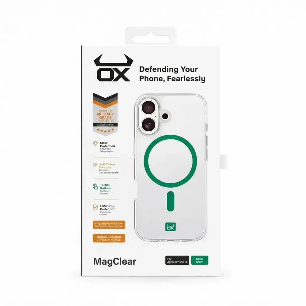 OX MagClear MagSafe Case for Apple iPhone 17 –  Green